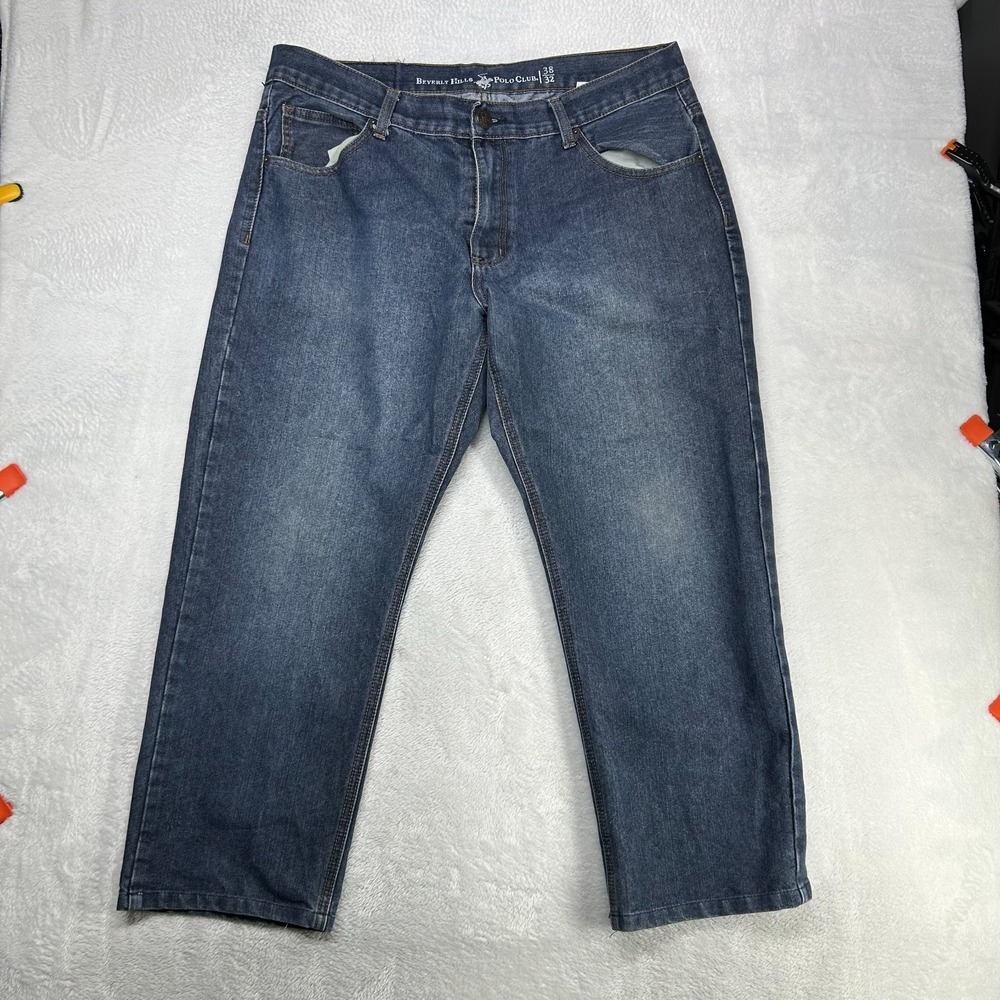 Beverly Hills Polo Club Jeans Men's Blue Deinm Mid Rise Straight Fit - 36X25.5